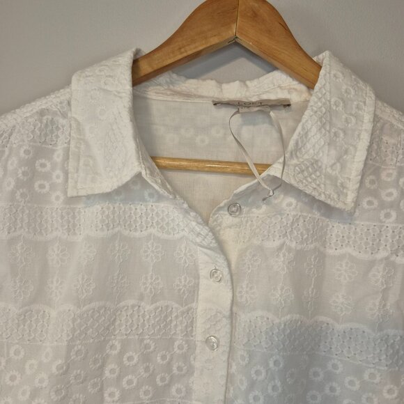 NWOT Loft White Eyelet Sleeveless Top Size XXL - Picture 4 of 11